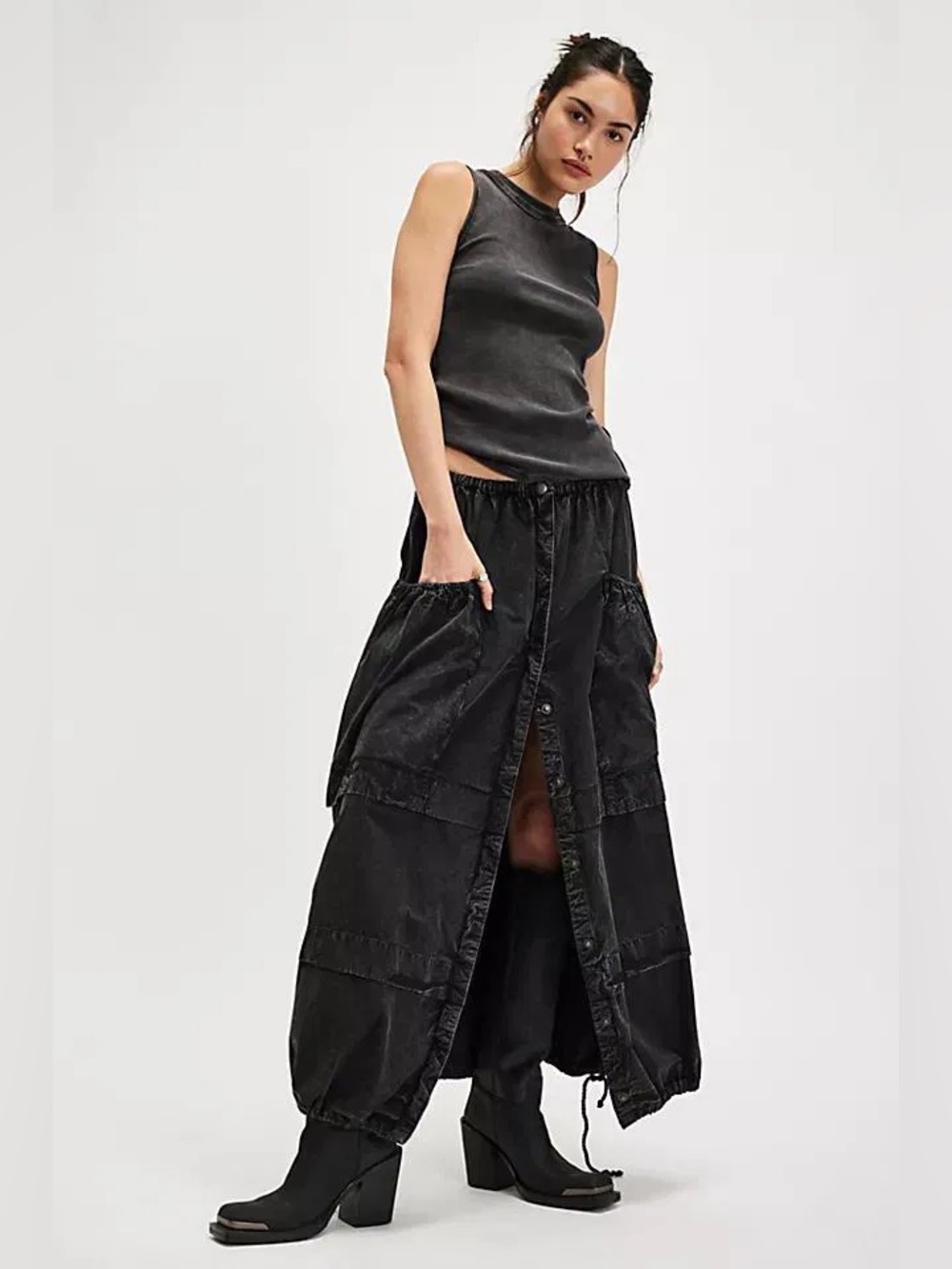 NWT Free People Eloise Black Maxi Skirt M L